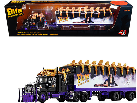 Mack Super-Liner 60 Multi-Color Diecast Model Tractor Trailer Elvira Mistress of the Dark