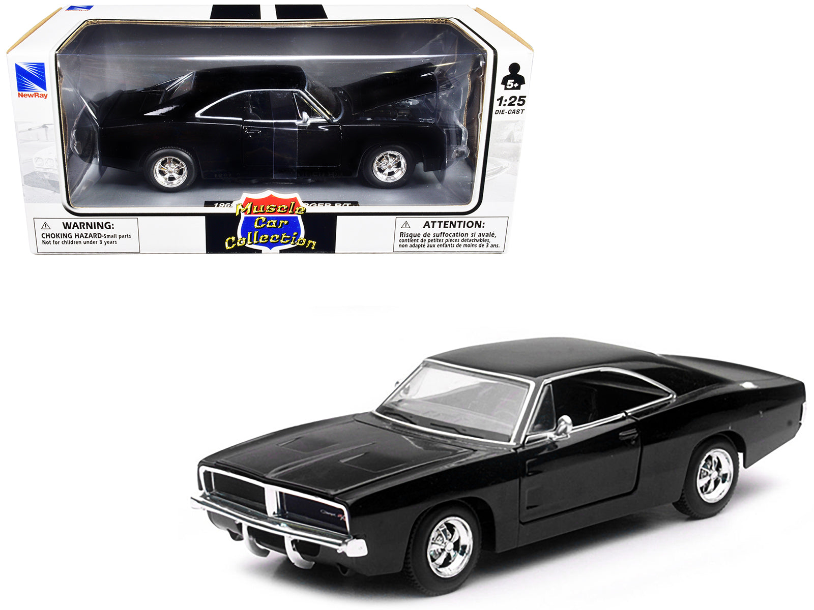 1969 Dodge Charger R Black Diecast Model Car 