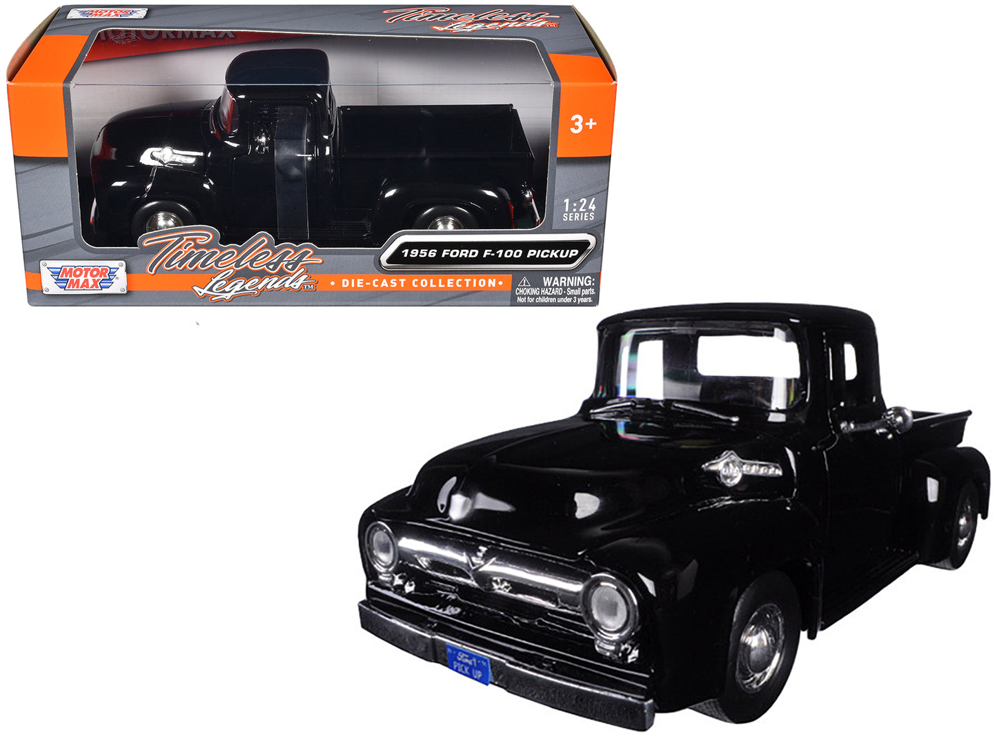 1956 Ford F-100 1:24 Scale Black Diecast Model Pickup Truck