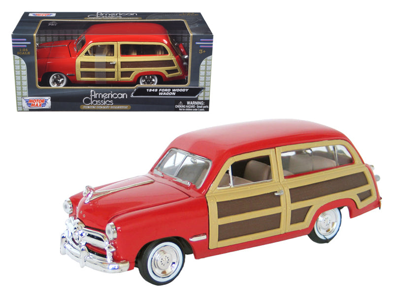 1949 Ford Woody Wagon Red Diecast Model Car 