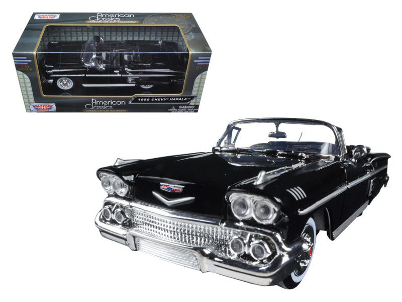 1958 Chevrolet Impala Convertible Black Diecast Model Car 