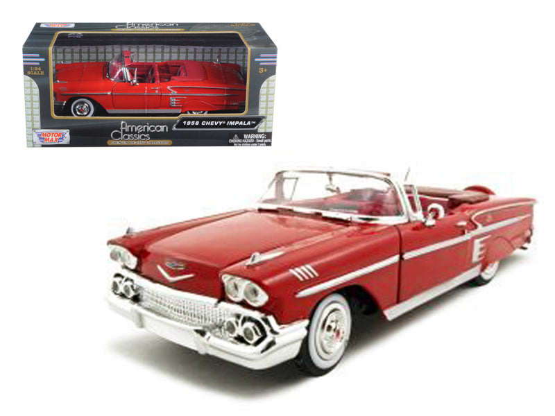 1958 Chevrolet Impala Convertible Red Diecast Model Car 