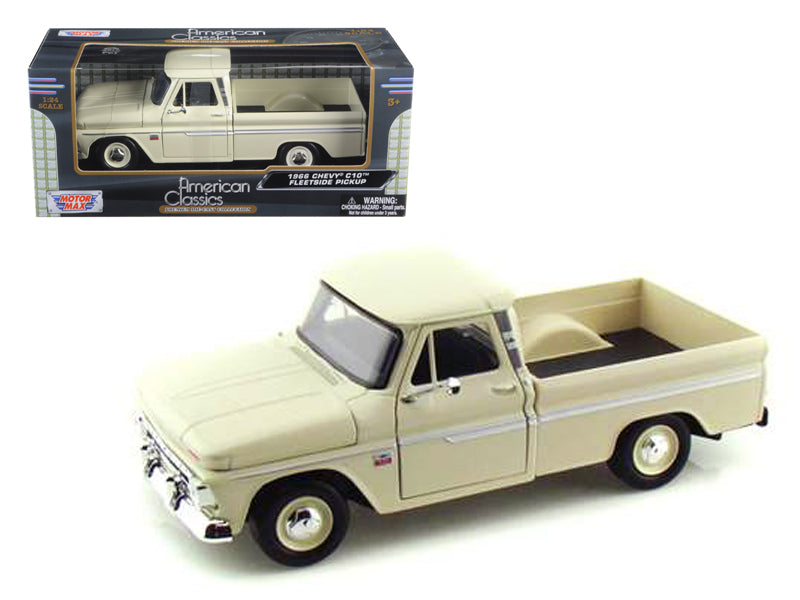 1966 Chevrolet C10 Fleetside Cream Diecast Model Pickup Truck 