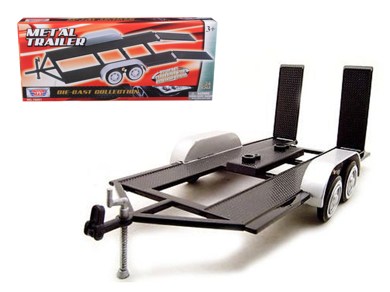 Brand new 1/24 scale diecast model of Tandem Car Trailer Black die cast model by Motormax.
Brand new box.
Real rubber 