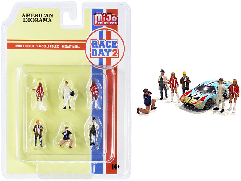 6 Piece Figurine Set of  Diecast Model Race Day Crew Figure 