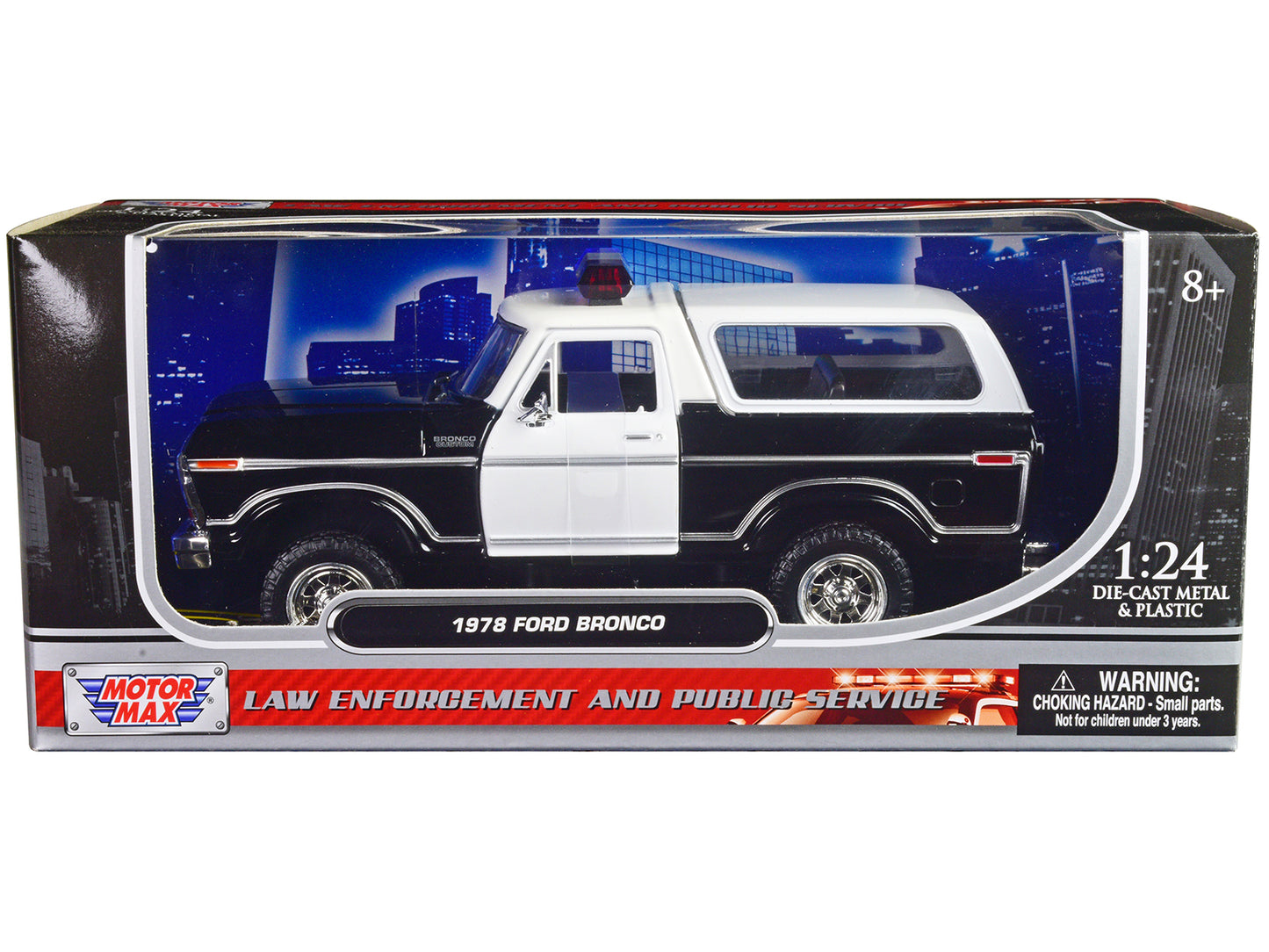 1978 Ford Bronco Police Black & White Diecast Model Car 