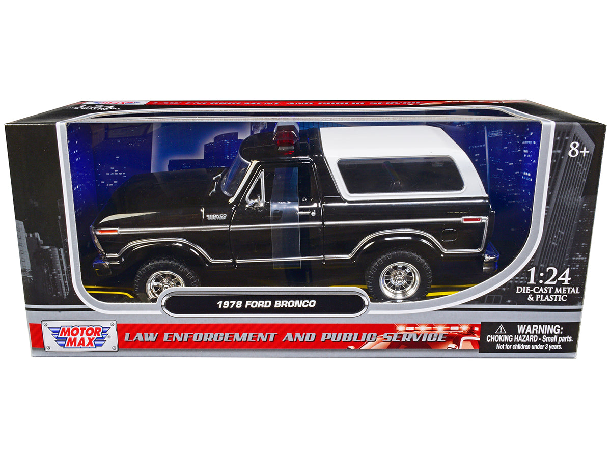 1978 Ford Bronco Police Black & White Diecast Model Car 