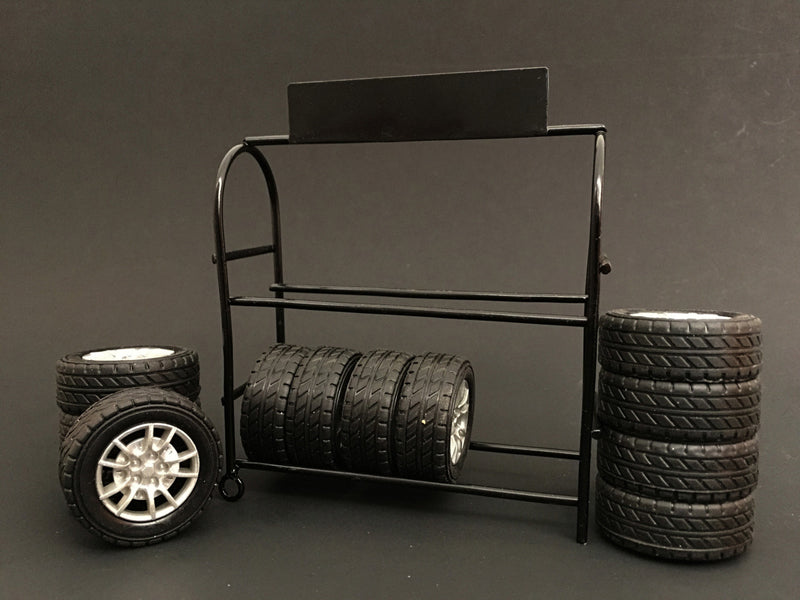 Metal Tire Rack w   Model Garage Tool Set 