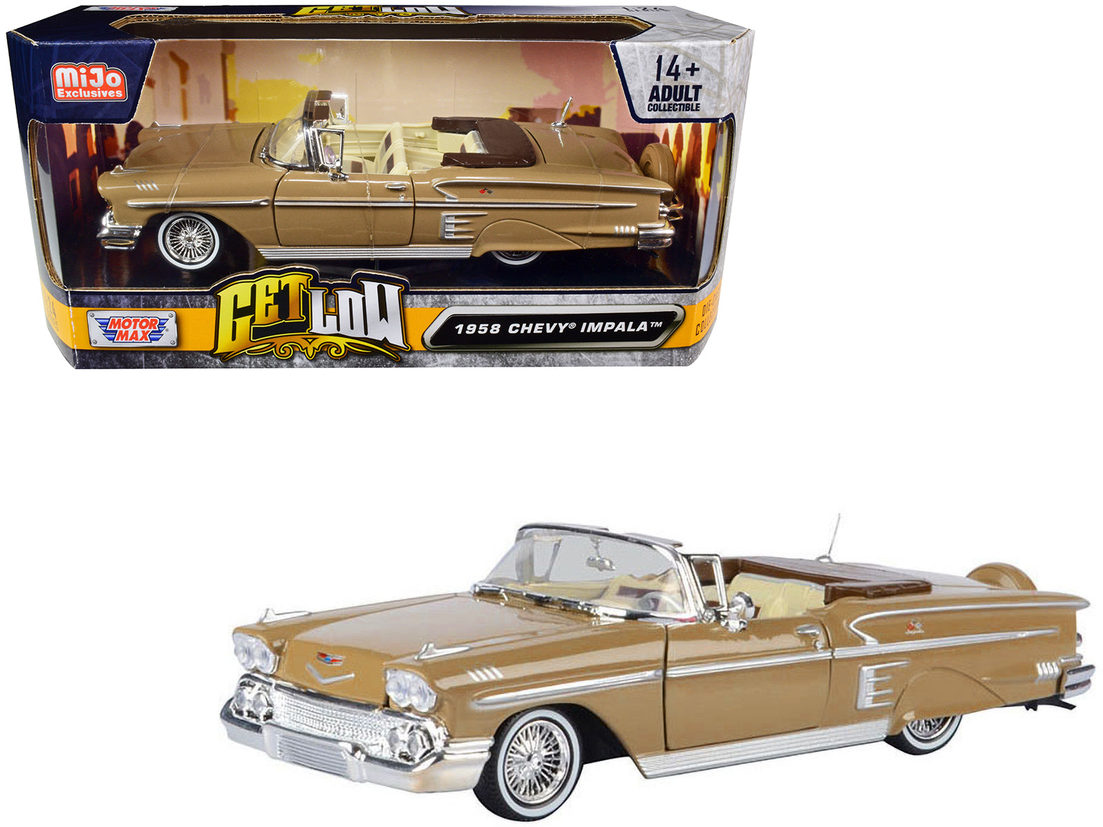 1958 Chevrolet Impala Convertible Brown Diecast Model Car Lowriders