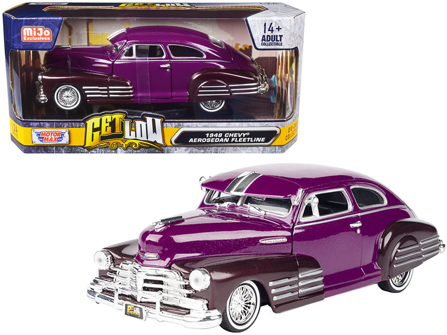 1948 Chevrolet Aerosedan Fleetside Purple Diecast Model Car Lowriders