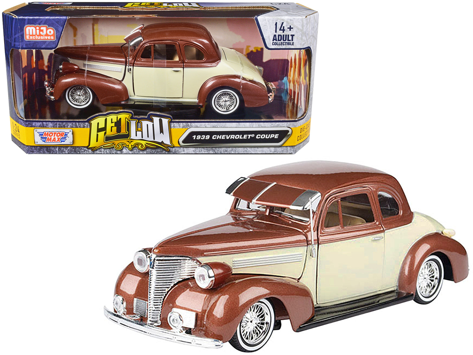 1939 Chevrolet Coupe Lowrider Brown Diecast Model Car Lowriders