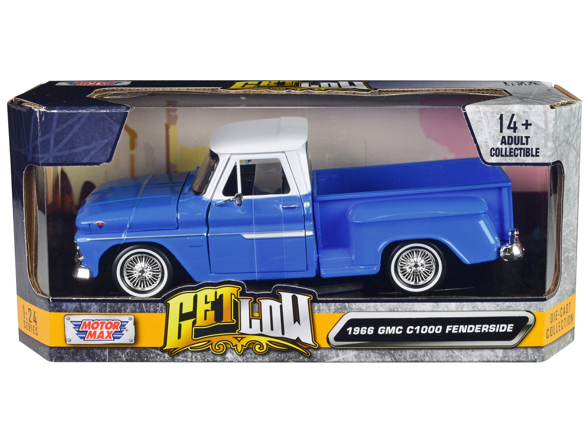 1966 GMC C1000 Fenderside Blue Diecast Model Pickup Truck Lowriders