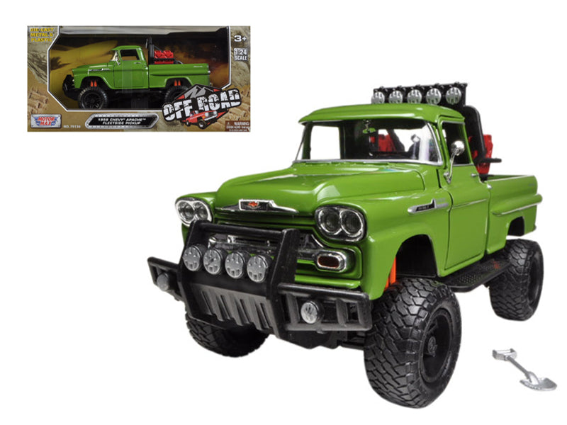 1958 Chevrolet Apache Fleetside Green Diecast Model Pickup Truck 