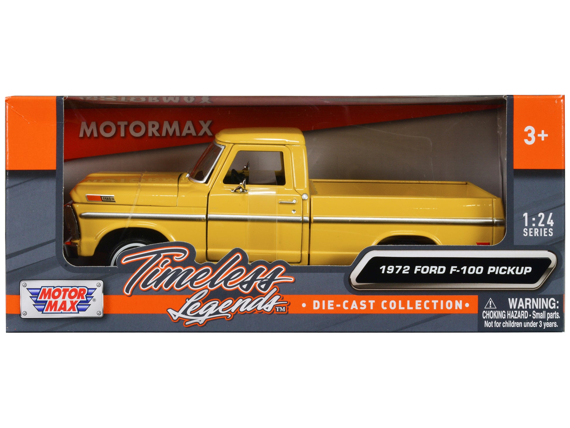 Brand new 1/24 scale diecast car model of 1972 Ford F-100 Pickup Truck Yellow "Timeless Legends" Series die cast model c