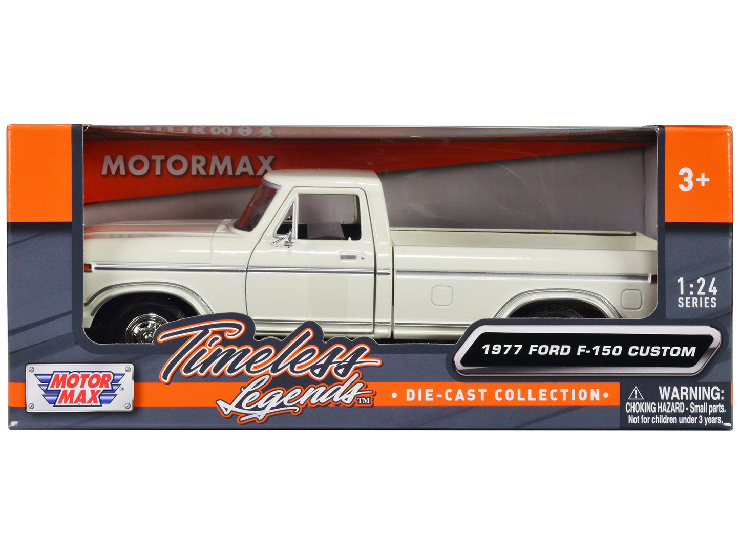 Brand new 1/24 scale diecast car model of 1977 Ford F-150 Custom Pickup Truck White Timeless Legends Series die cast model car by Motormax.
