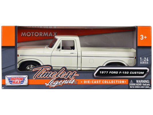 Brand new 1/24 scale diecast car model of 1977 Ford F-150 Custom Pickup Truck White Timeless Legends Series die cast model car by Motormax.
