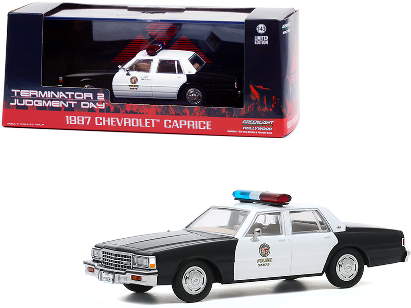 1987 Chevrolet Caprice Metropolitan Black & White Diecast Model Car Terminator 2: Judgement Day (1991)