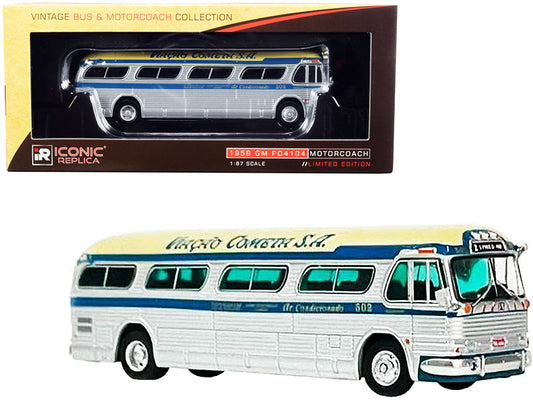 1959 GM PD4104 Motorcoach Silver Diecast Model Bus 