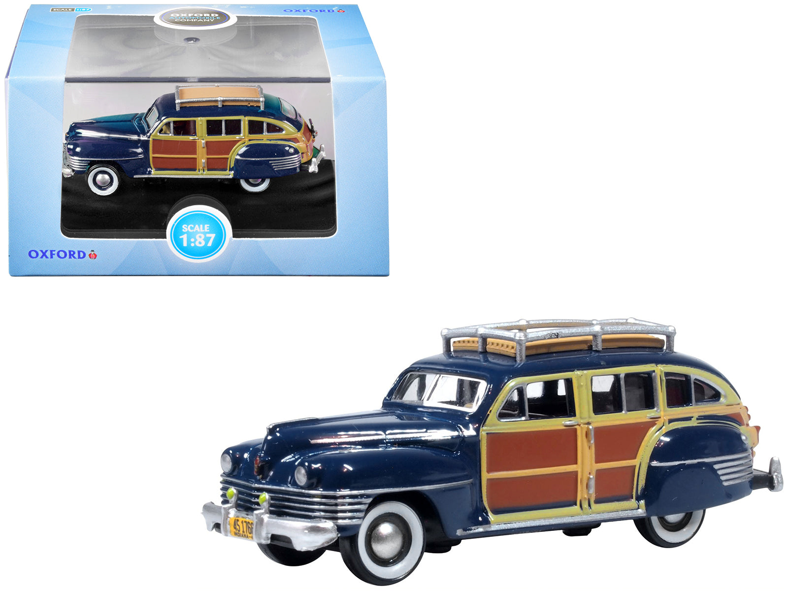 Brand new 1/87 scale diecast car model of 1942 Chrysler Town &amp; Country Woody Wagon South Sea Blue with Wood Panels a