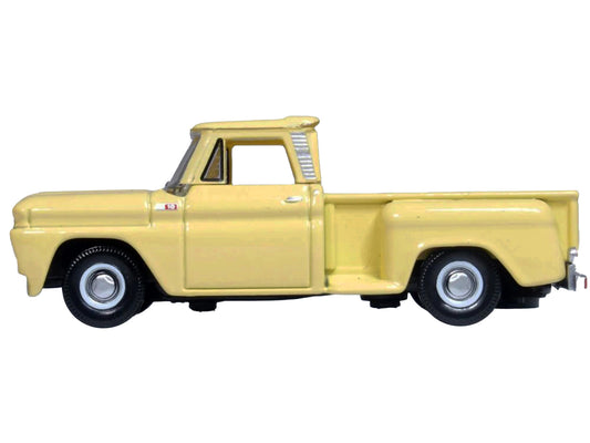 Brand new 1/87 scale diecast car model of 1965 Chevrolet C10 Stepside Pickup Truck Yellow die cast model car by Oxford D