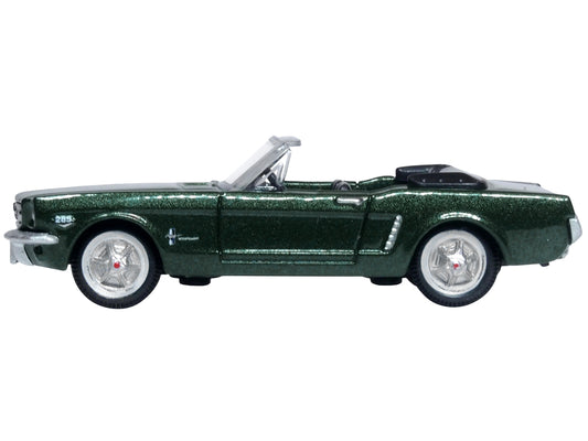 Brand new 1/87 scale diecast car model of 1965 Ford Mustang Convertible Ivy Green Metallic die cast model car by Oxford 