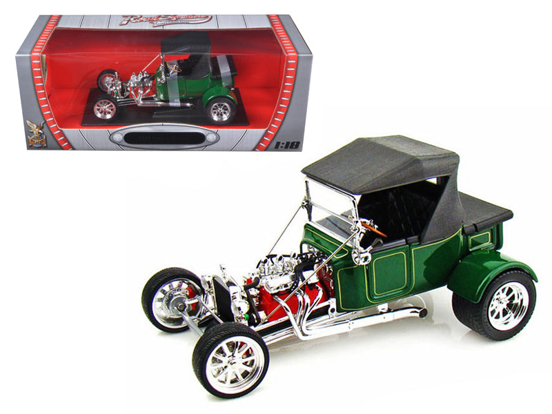 Brand new 1/18 scale diecast car model of 1923 Ford T-Bucket Soft Top Green with Black Top die cast model car by Road Signature.
Brand new 