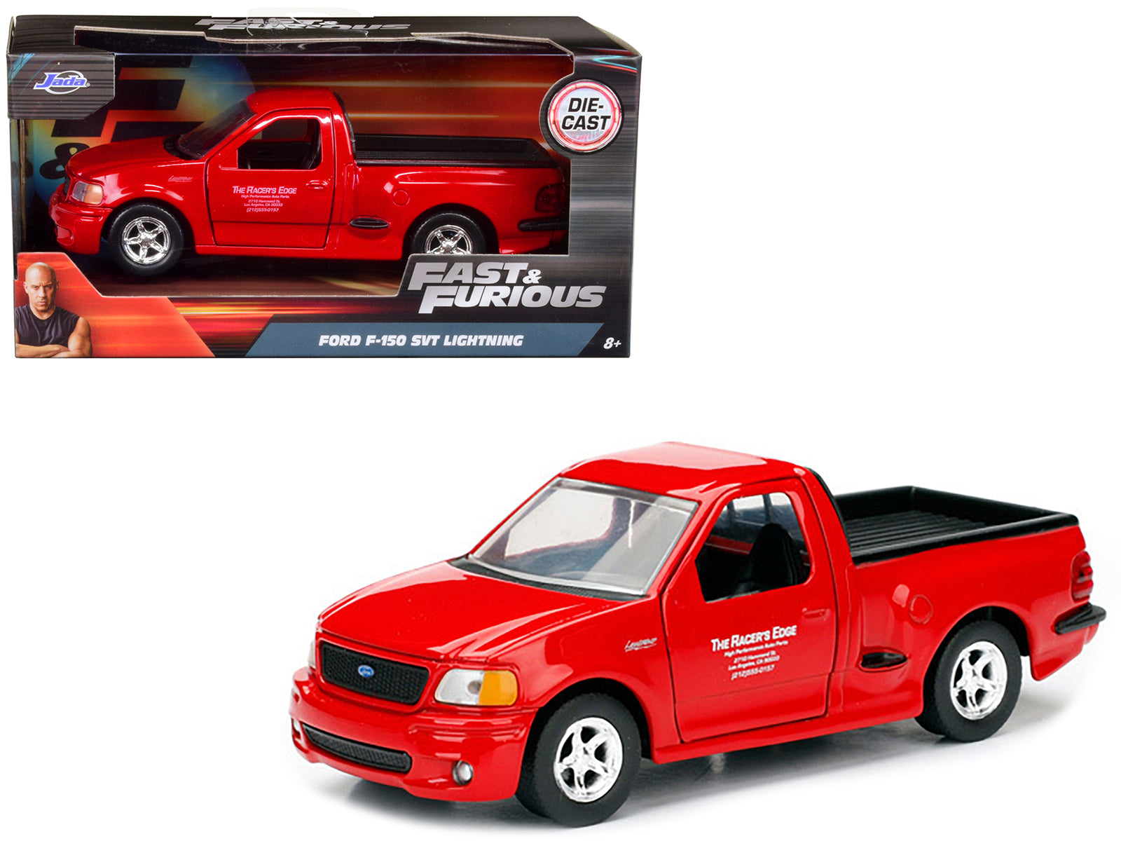 Brand new 1/32 scale diecast car model of Brian's 1999 Ford F-150 SVT Lightning Pickup Truck Red Fast Furious Movie die cast model car by Ja