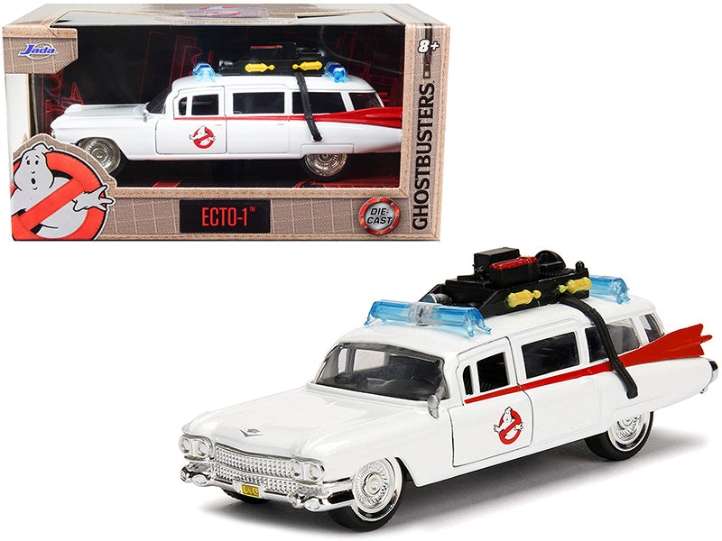 Brand new 1/32 scale diecast car model of Cadillac Ambulance Ecto-1 from Ghostbusters Movie Hollywood Rides Series die cast model car by Jad