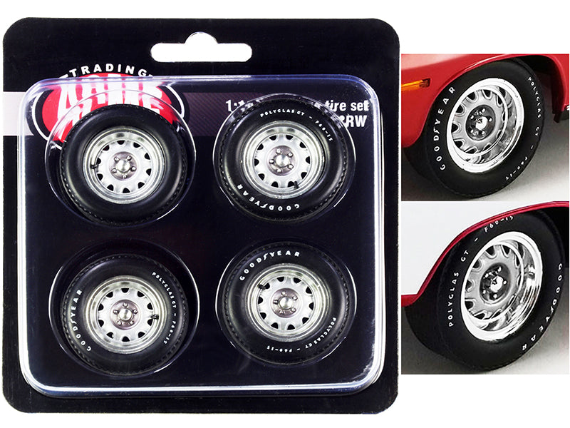 >Brand new 1/18 scale Mopar Rally Wheel and Tire Set of 4 pieces by ACME.</li>
<li>Brand new box.</li>
<li>Real rubber tires.</li>
<li>Of