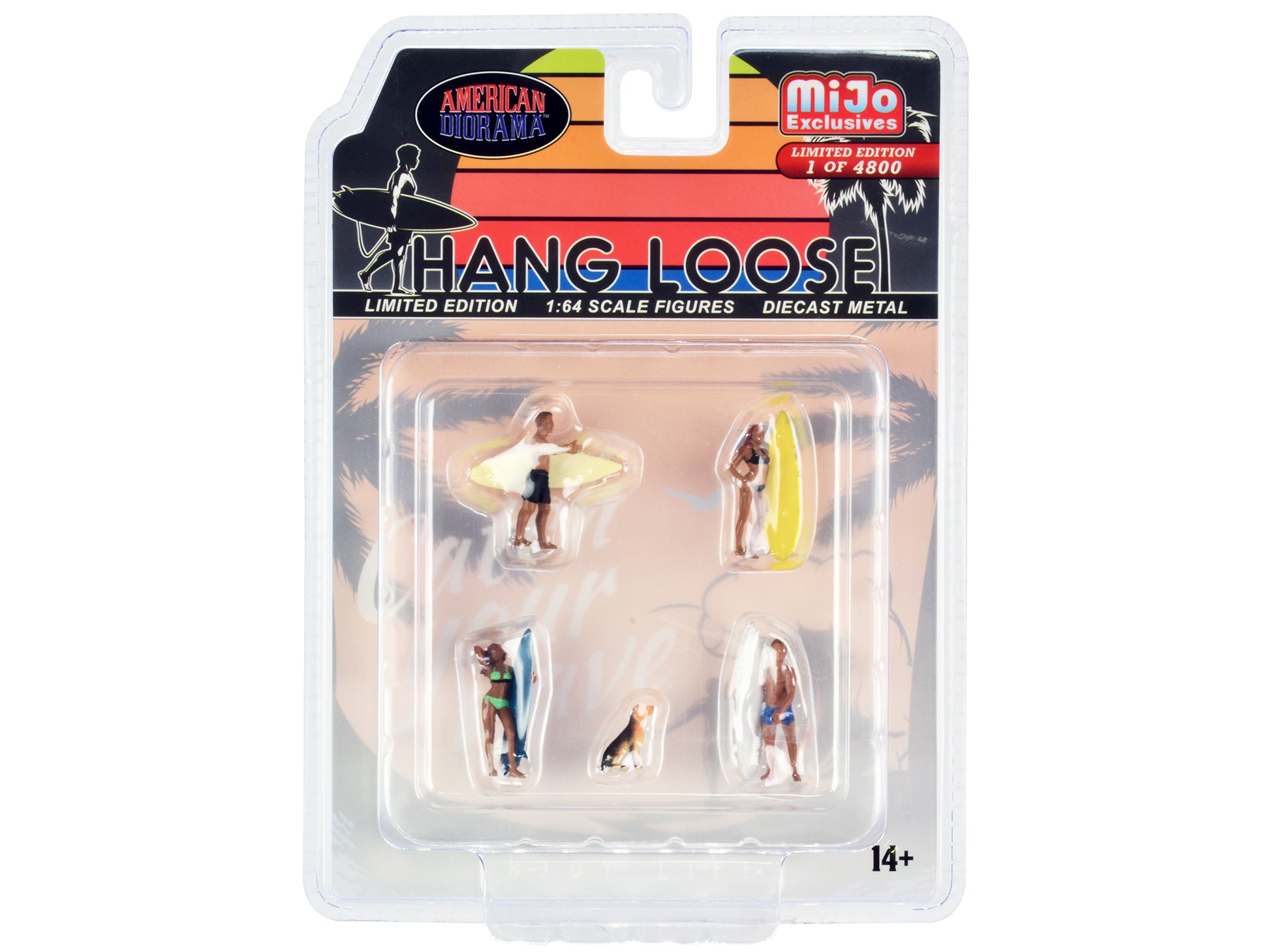 Hang Loose 5 piece set of  Diecast Model Surfer Figure 