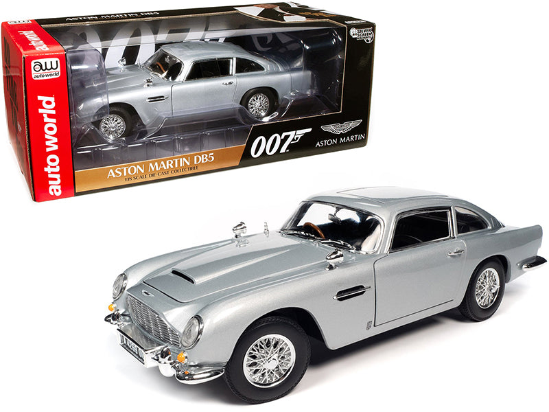 Brand new 1/18 scale diecast car model of Aston Martin DB5 Coupe RHD Right Hand Drive Silver Birch Metallic James Bond 007 No Time to Die 20