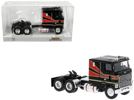 Brand new 1/87 scale plastic car model of 1978 Ford CLT 9000 Truck Tractor Black with Red Stripes plastic model car by B