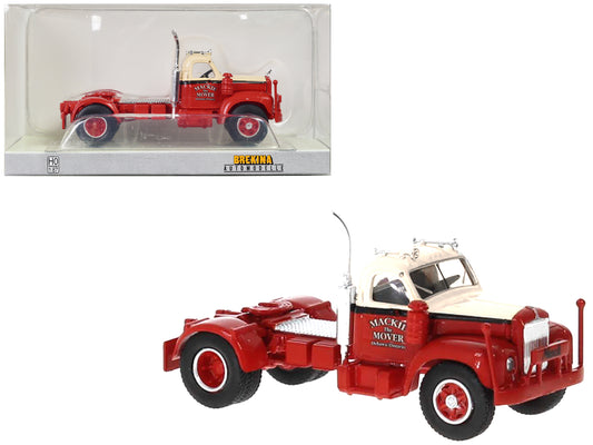 Brand new 1/87 scale plastic car model of 1953 Mack B-61 Truck Tractor Red and Beige "Mackie the Mover" plastic model ca