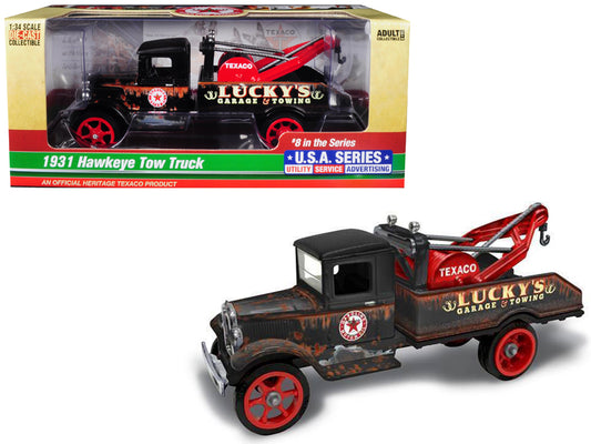 Brand new 1:34 scale diecast model of 1931 Hawkeye Texaco Tow Truck Lucky's Garage Towing Unrestored 8th in the Series U.S.A. Series Utility