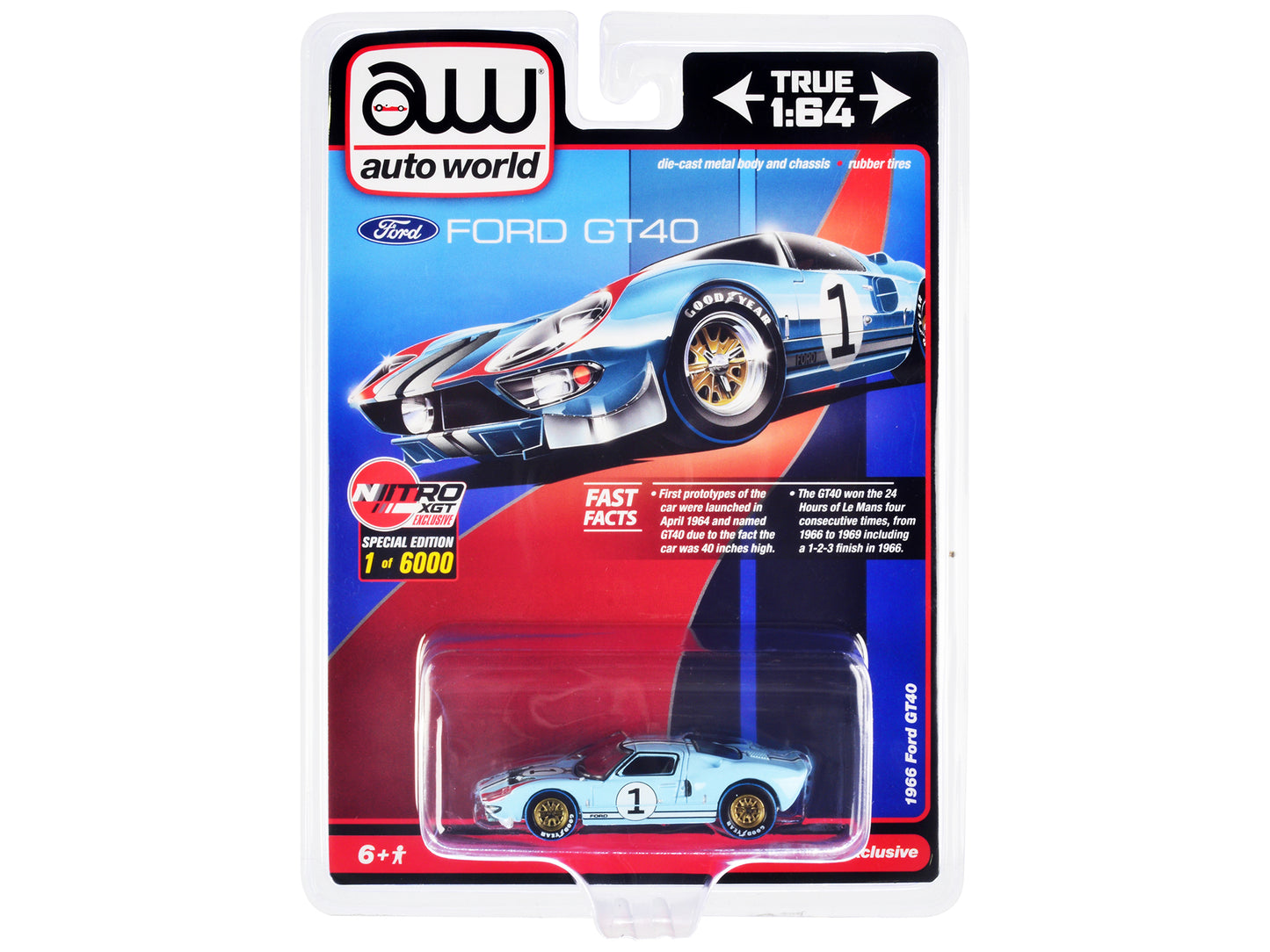 1966 Ford GT40 RHD Blue Diecast Model Race Car 