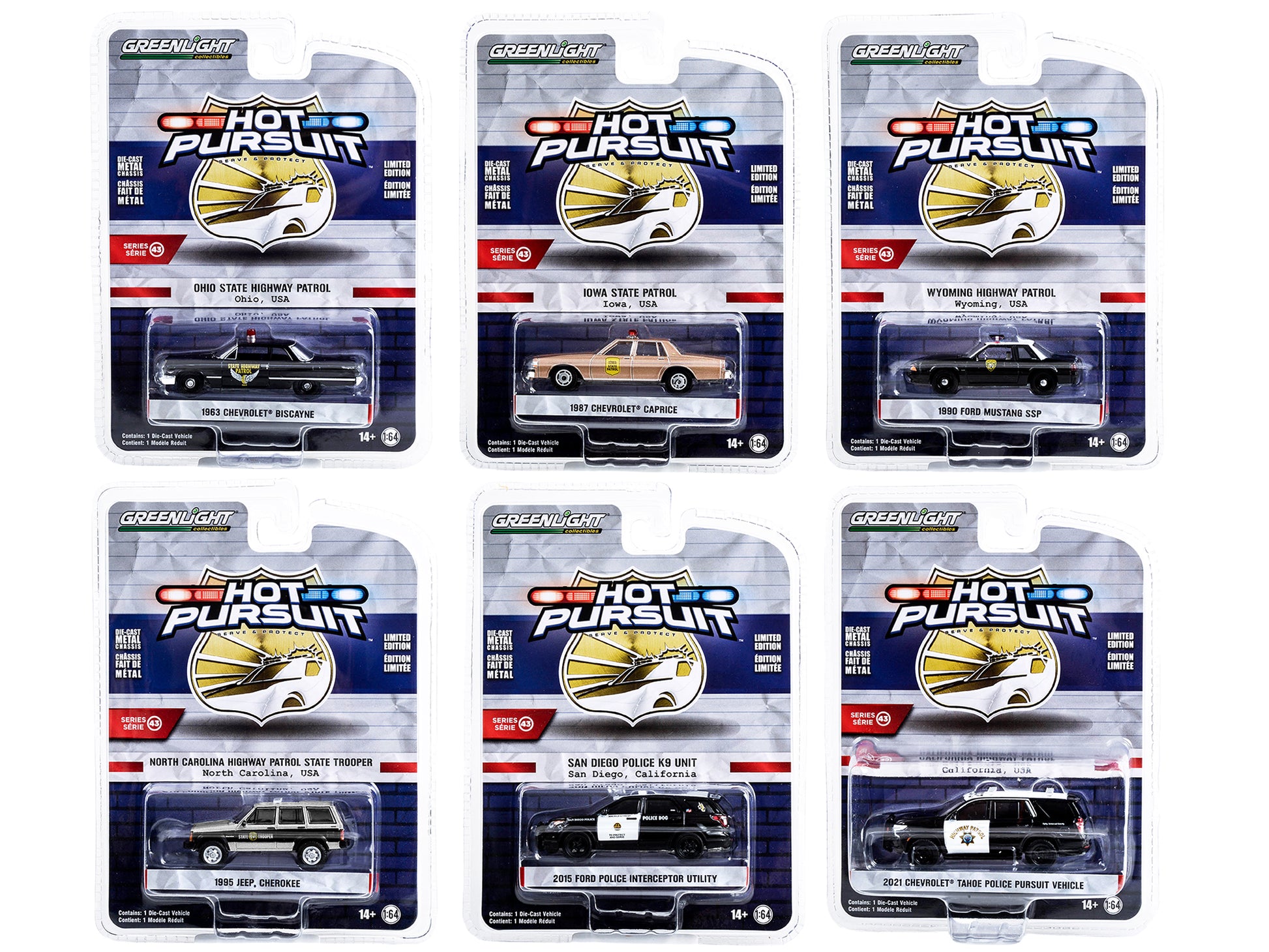 Hot Pursuit 6 piece  Diecast Model Car/Truck Set 