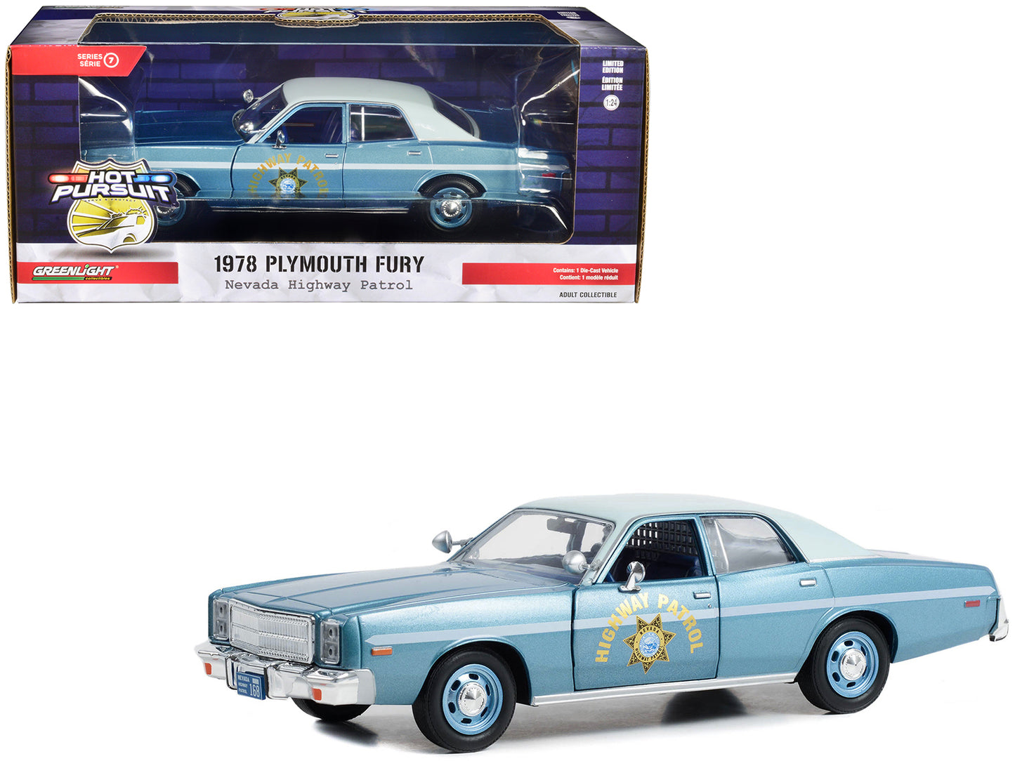1978 Plymouth Fury Slicktop Blue Diecast Model Car 
