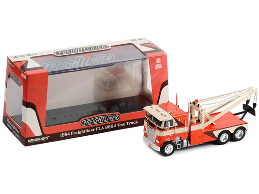 1984 Freightliner FLA 9664 Orange Diecast Model Tow Truck 