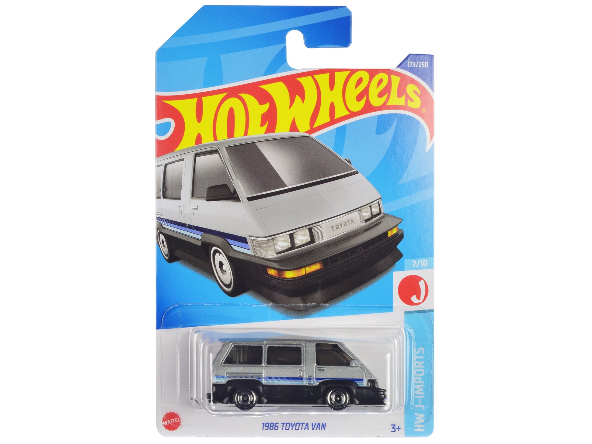 Brand new diecast car model of 1986 Toyota Van Silver Metallic and Black with Stripes "HW J-Imports" Series die cast mod