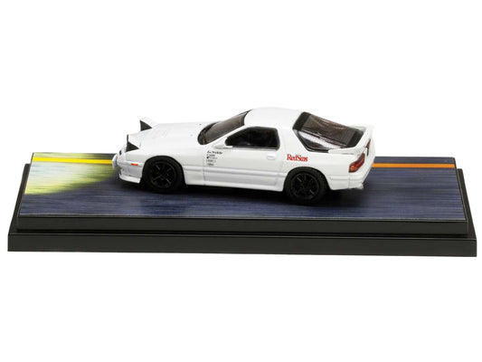 Brand new 1/64 scale diecast model car of Mazda RX-7 (FC3S) RHD (Right Hand Drive) White "RedSuns" with Ryosuke Takahash