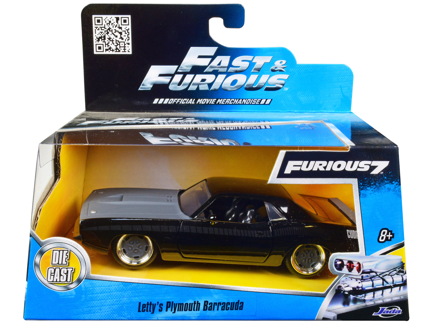 Letty's Plymouth Barracuda Fast Black Diecast Model Car 