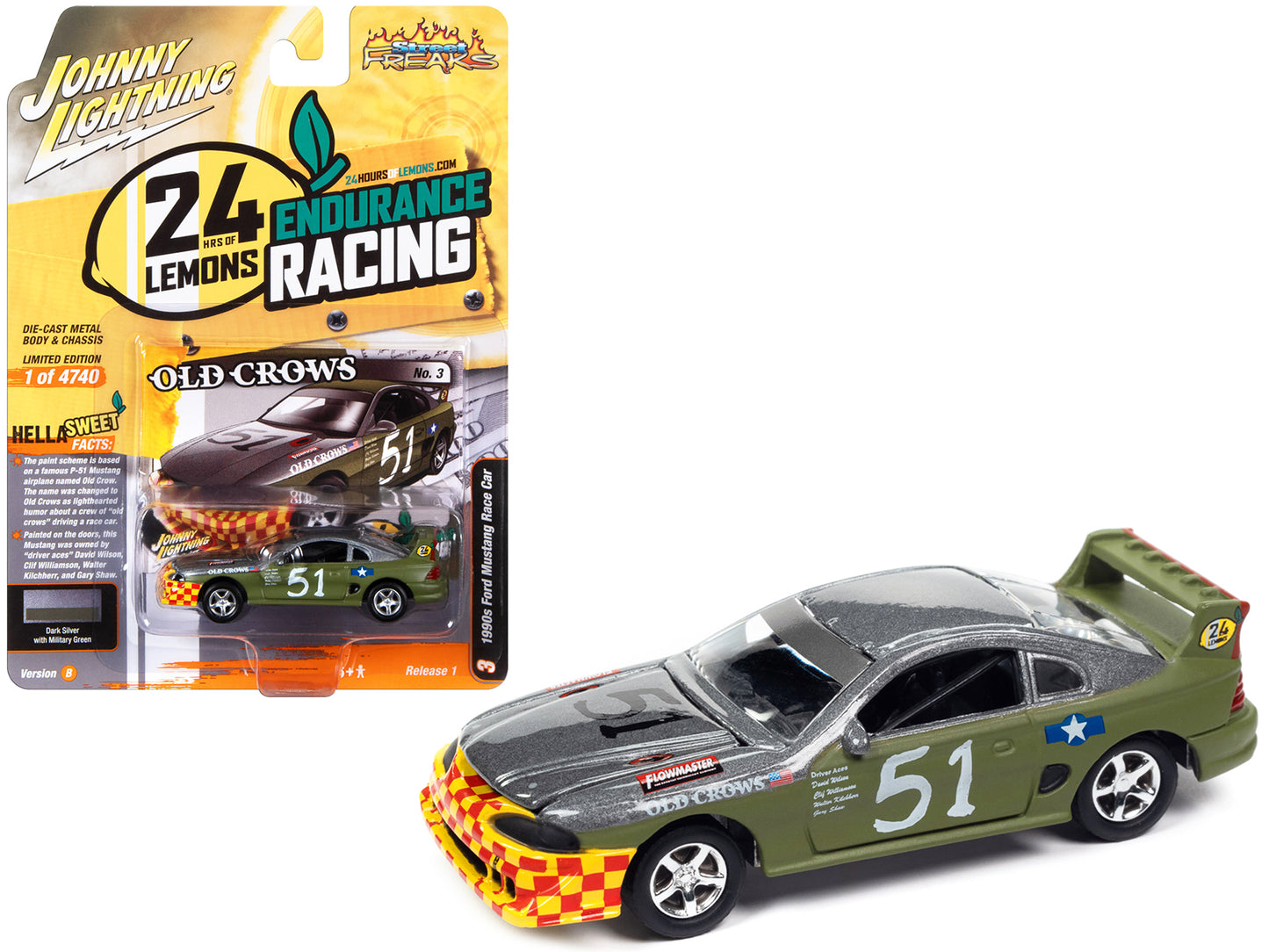 1990s Ford Mustang Race Green Diecast Model Race Car 