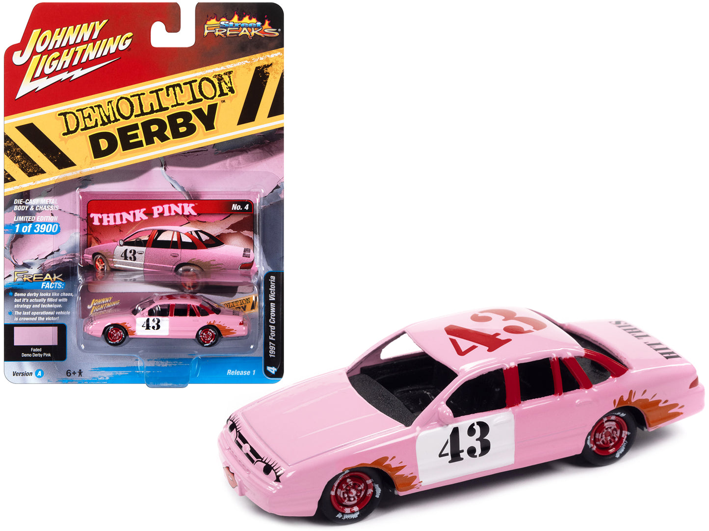 1997 Ford Crown Victoria Pink Diecast Model Race Car 