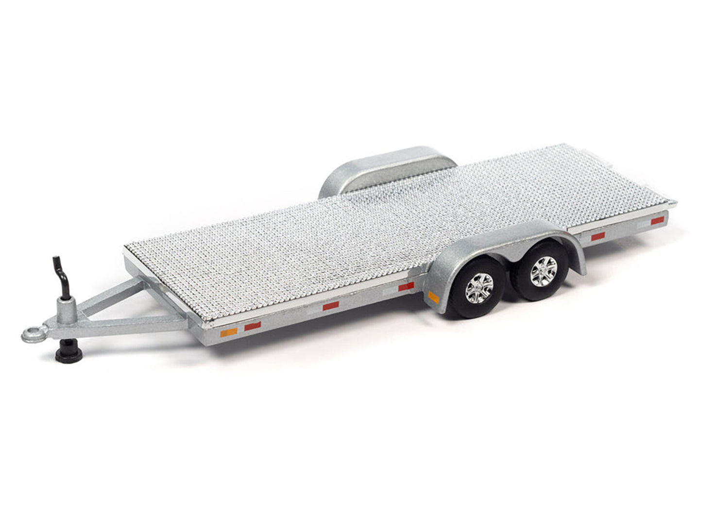 Brand new 1/64 scale diecast car model of 1983 Ford Ranger XLS Pickup Truck Silver Metallic with Red Interior with Open Flatbed Trailer Limi