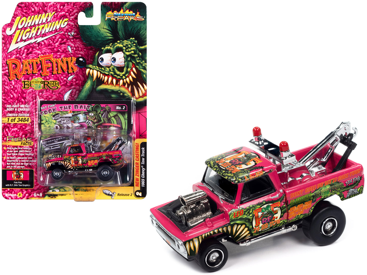 1965 Chevrolet Tow Truck Rat Fink - Took the Bait Fink Pink w Rat Fink Graphics