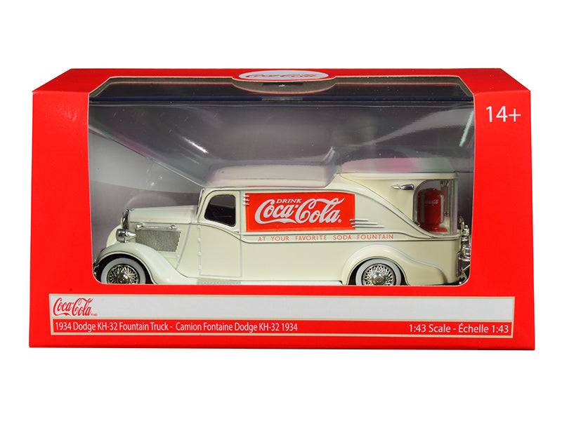 1934 Dodge KH-32 Cream Diecast Model Fountain Truck Coca-Cola