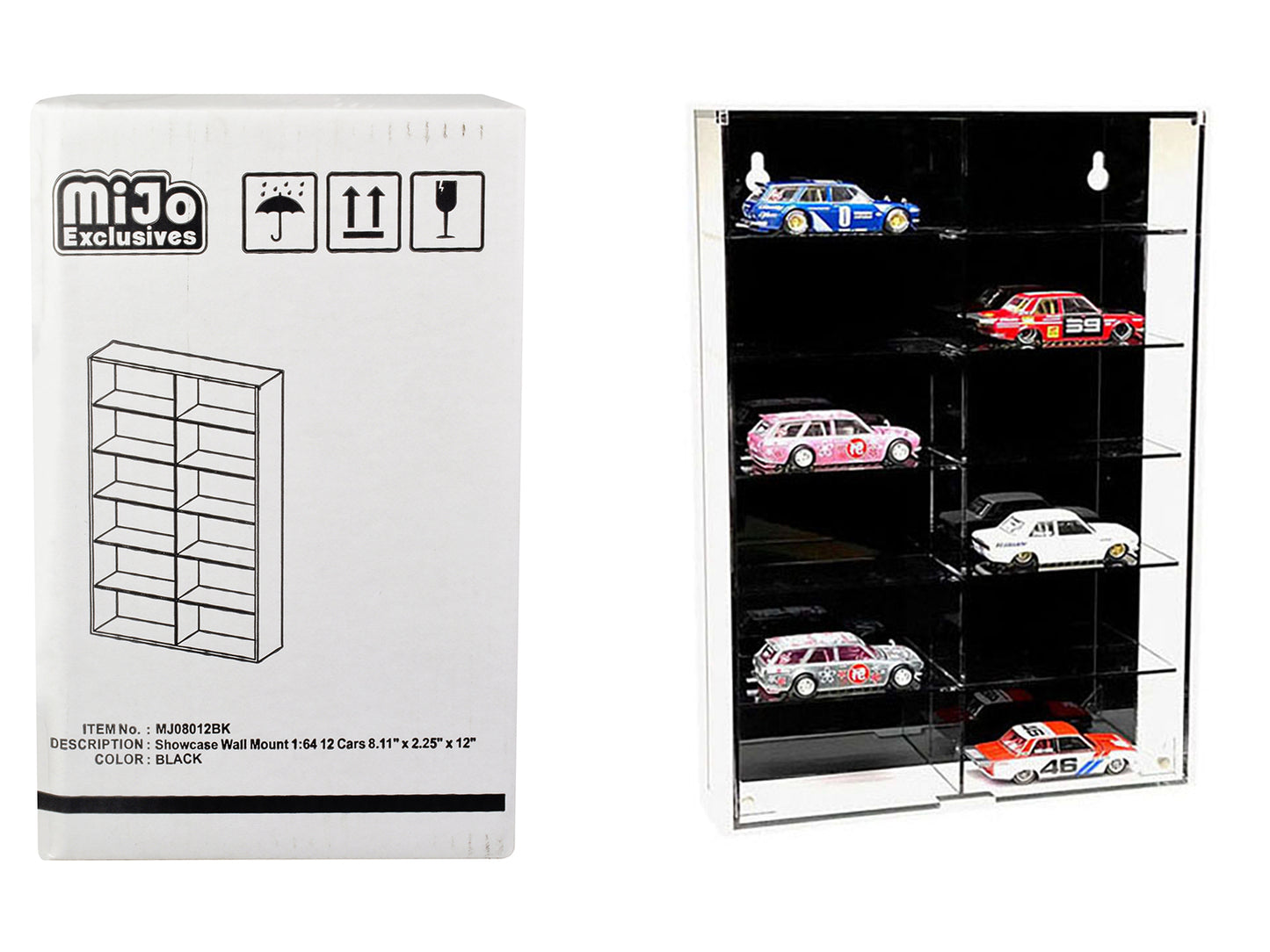 Showcase 12 Car Black  Model Wall Mount Display Case 