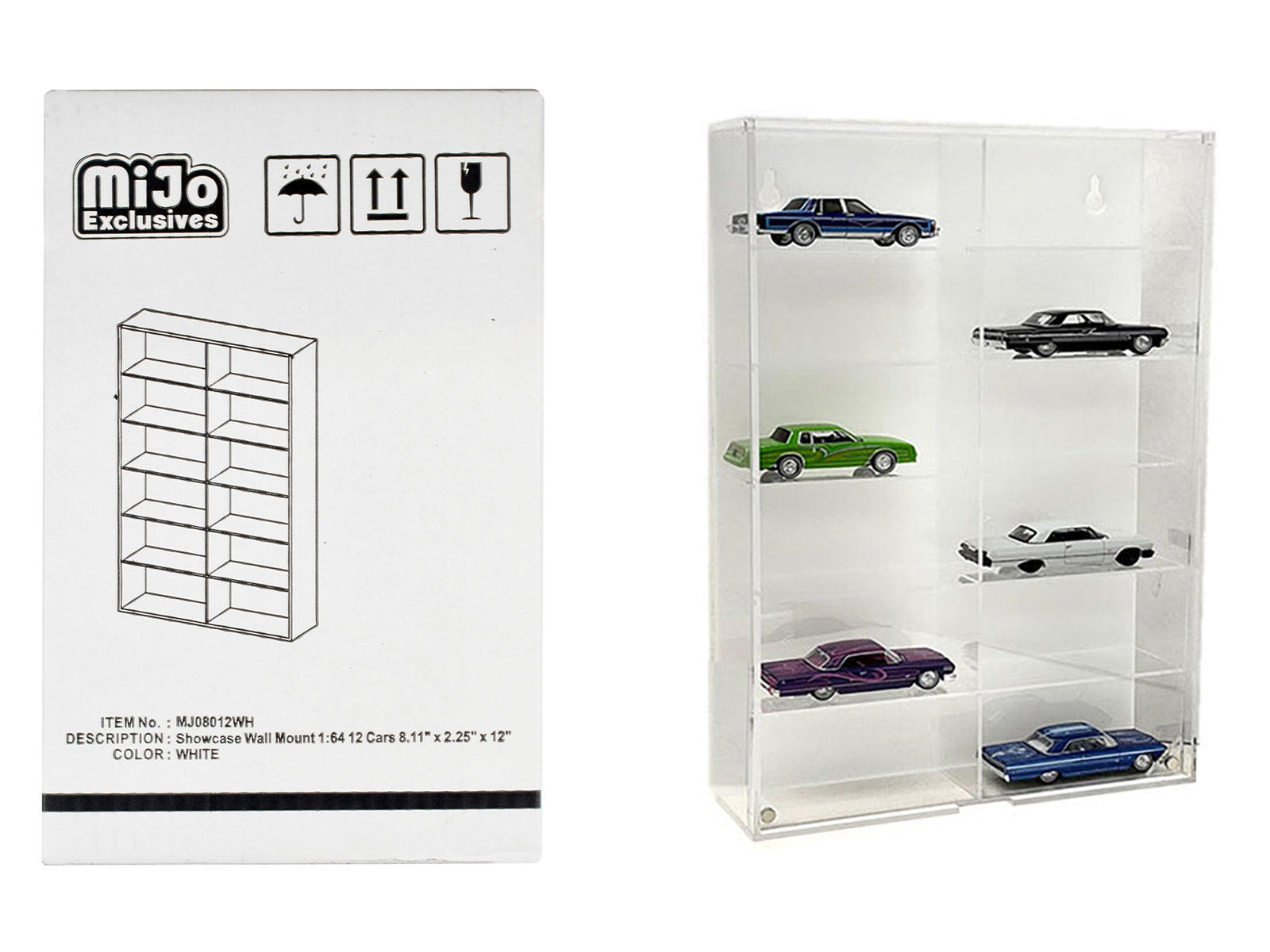 Showcase 12 Car White  Model Wall Mount Display Case 