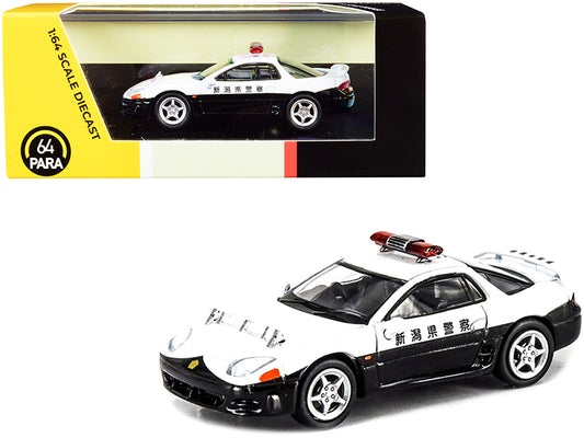 Brand new 1/64 scale diecast car model of Mitsubishi GTO RHD (Right Hand Drive) Japanese Police White and Black die cast