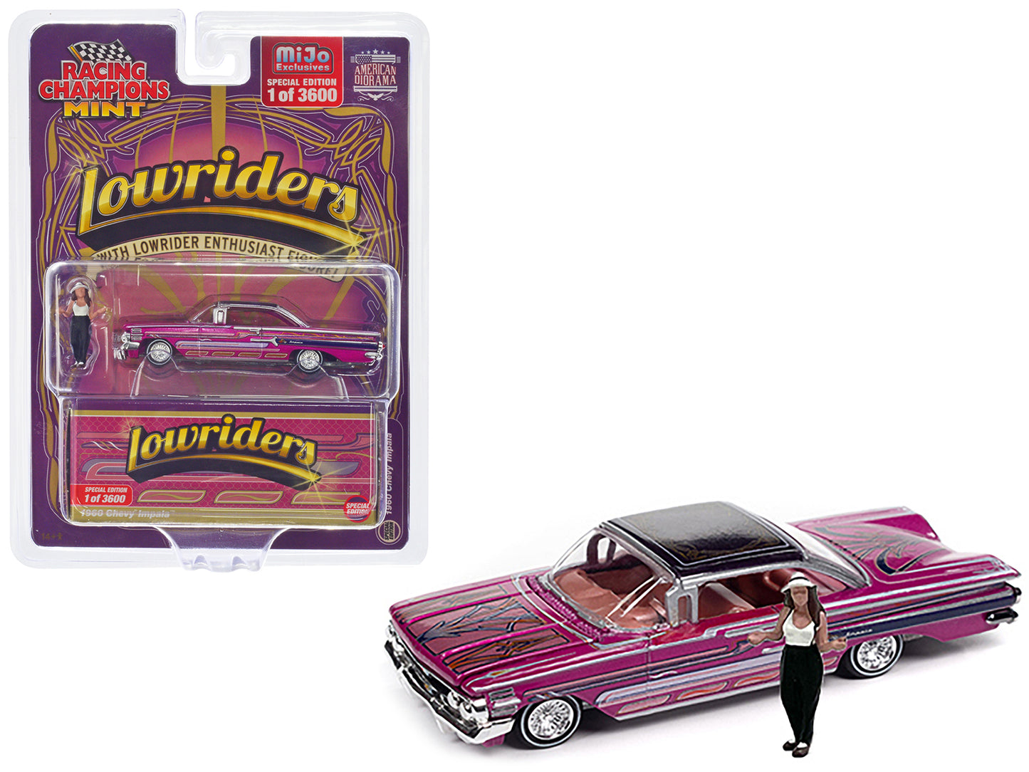 1960 Chevrolet Impala Lowrider Pink Diecast Model Car Lowriders